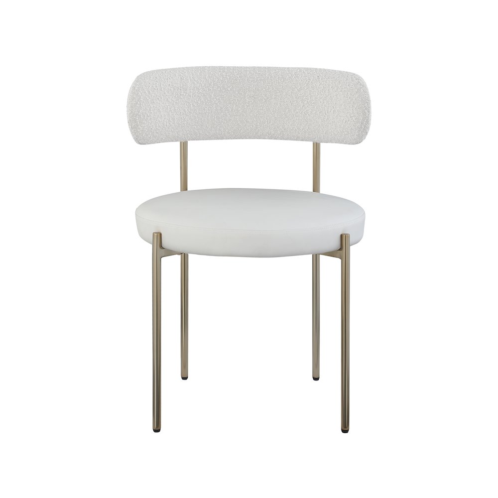 Beacon Cream Vegan Leather and Boucle Fabric Dining Chair, Set of 2