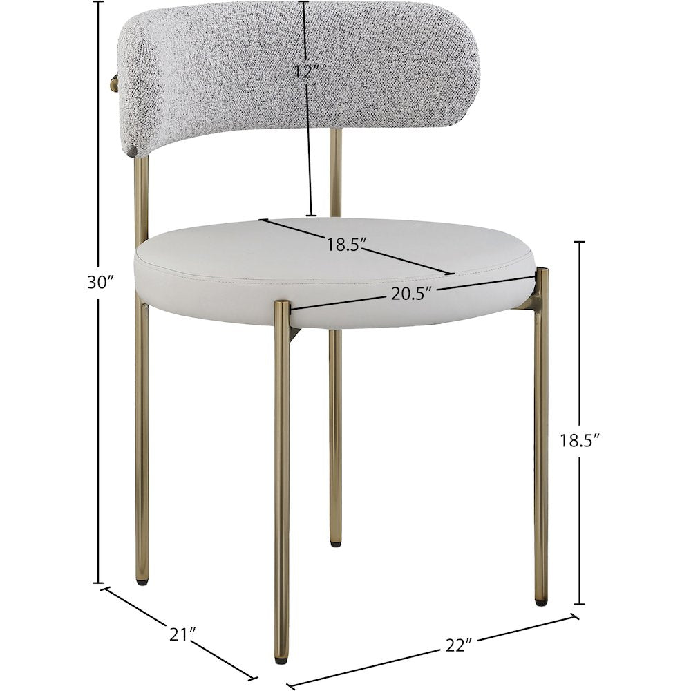Beacon Taupe Vegan Leather and Boucle Fabric Dining Chair, Set of 2