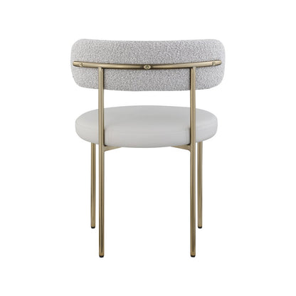 Beacon Taupe Vegan Leather and Boucle Fabric Dining Chair, Set of 2