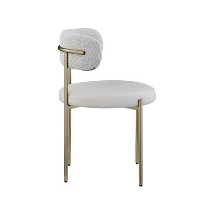 Beacon Taupe Vegan Leather and Boucle Fabric Dining Chair, Set of 2
