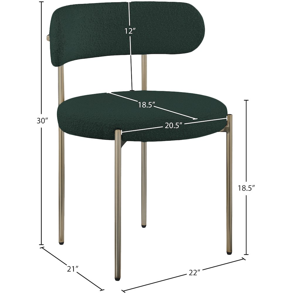 Beacon Green Boucle Fabric Dining Chair, Set of 2