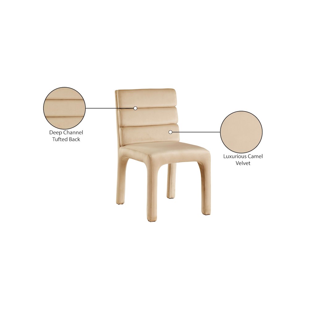 Kai Camel Velvet Dining Chair, Set of 2