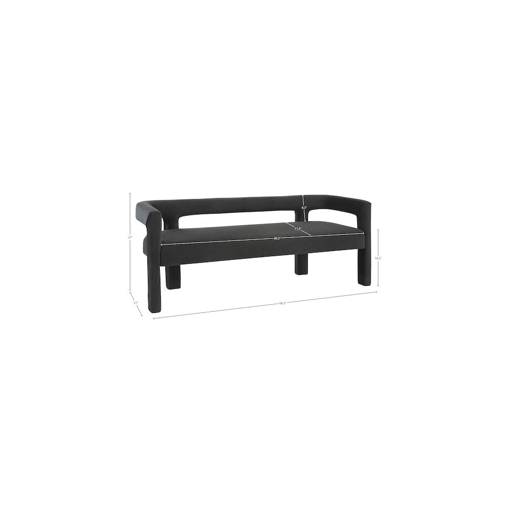 Athena Black Velvet Bench