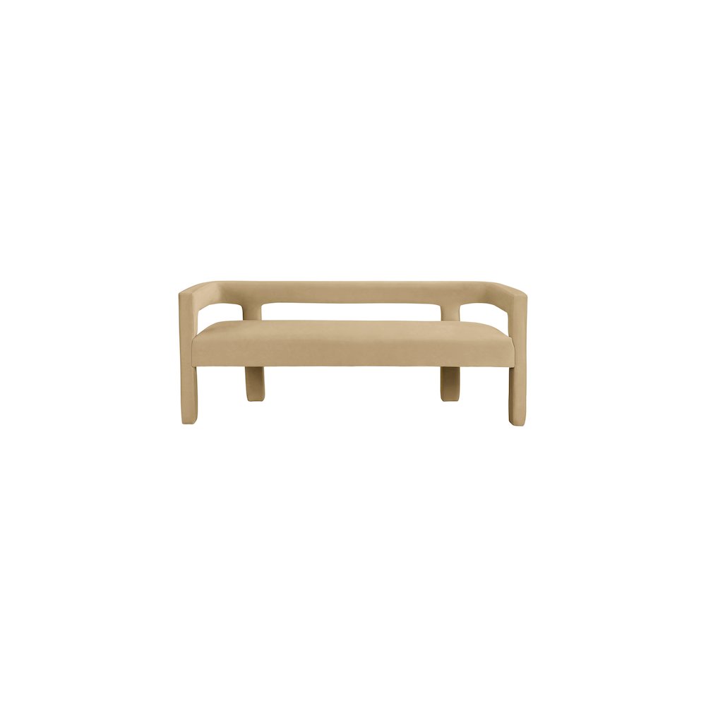 Athena Camel Velvet Bench