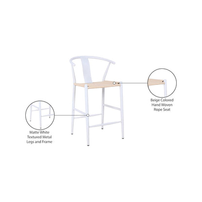 Beck Beige Hand Woven Rope Stool, Set of 2