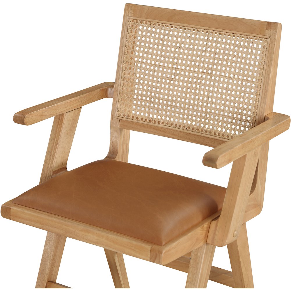 Abby Cognac Vegan Leather Dining Arm Chair, Set of 2