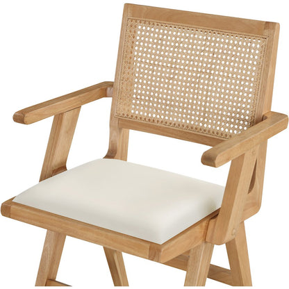 Abby Cream Vegan Leather Dining Arm Chair, Set of 2