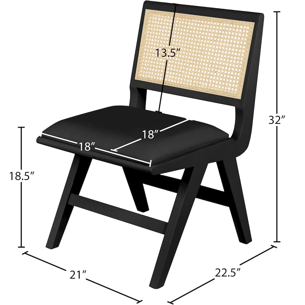 Abby Black Vegan Leather Dining Side Chair, Set of 2