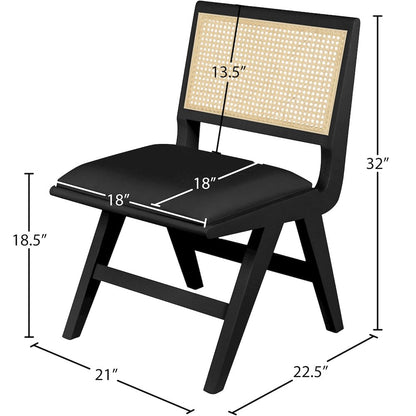 Abby Black Vegan Leather Dining Side Chair, Set of 2
