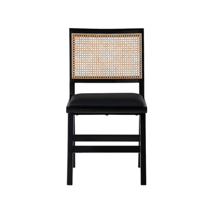 Abby Black Vegan Leather Dining Side Chair, Set of 2