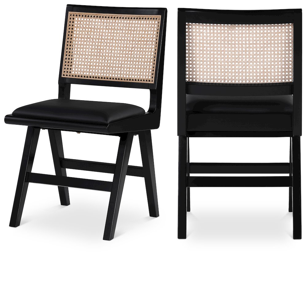 Abby Black Vegan Leather Dining Side Chair, Set of 2