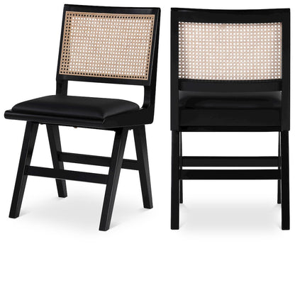 Abby Black Vegan Leather Dining Side Chair, Set of 2