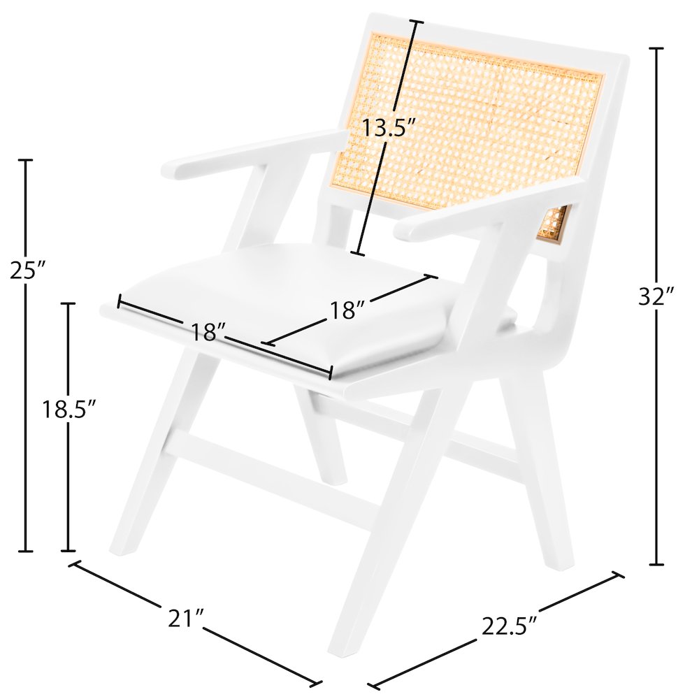 Abby Cream Vegan Leather Dining Arm Chair, Set of 2
