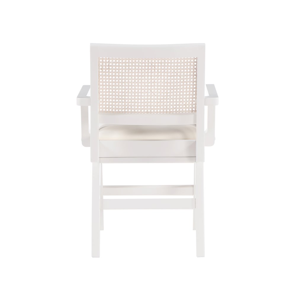 Abby Cream Vegan Leather Dining Arm Chair, Set of 2