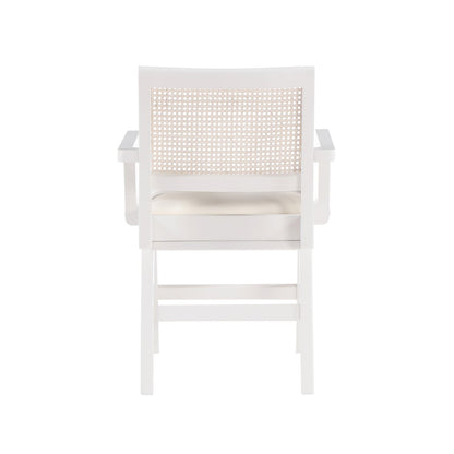 Abby Cream Vegan Leather Dining Arm Chair, Set of 2