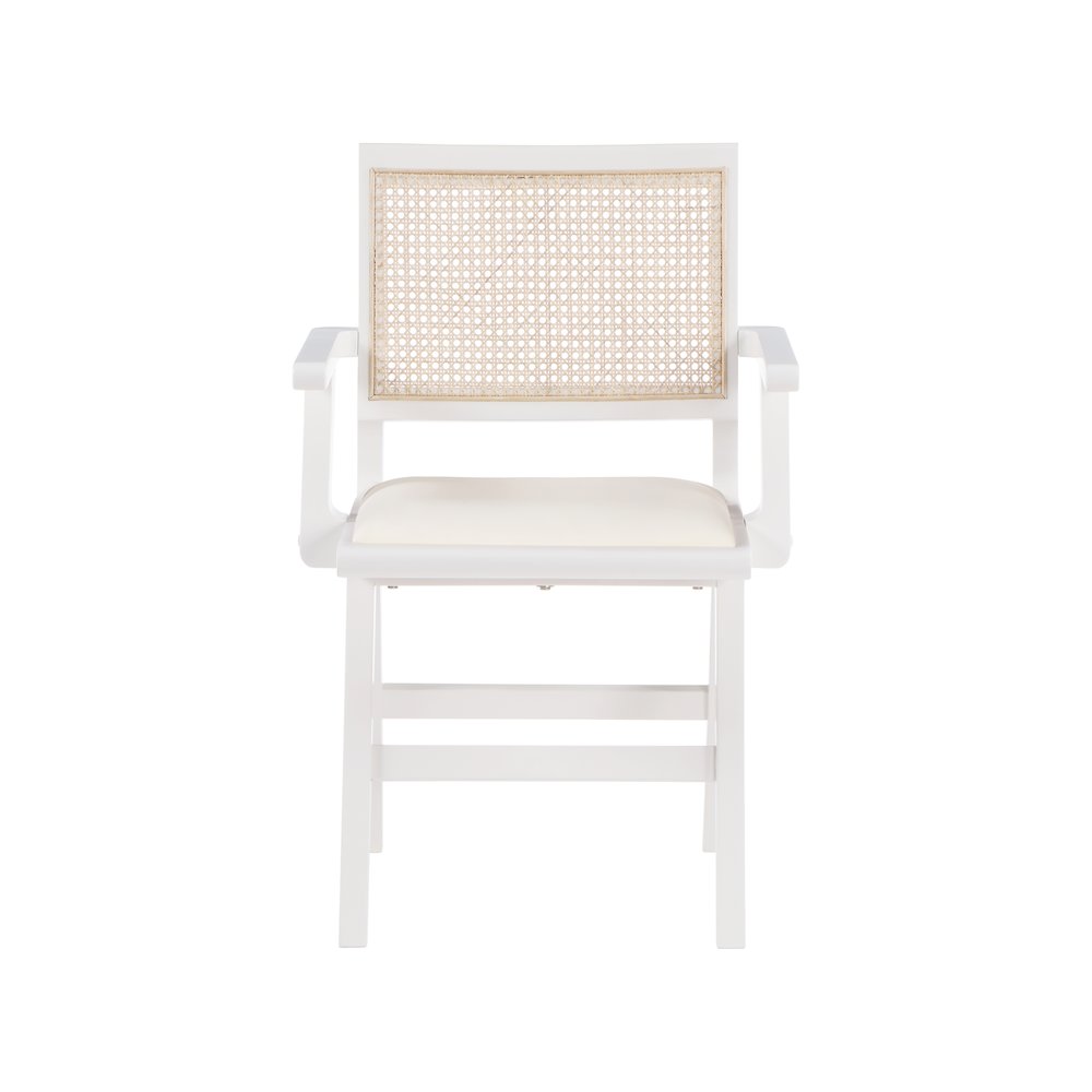 Abby Cream Vegan Leather Dining Arm Chair, Set of 2