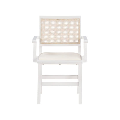 Abby Cream Vegan Leather Dining Arm Chair, Set of 2