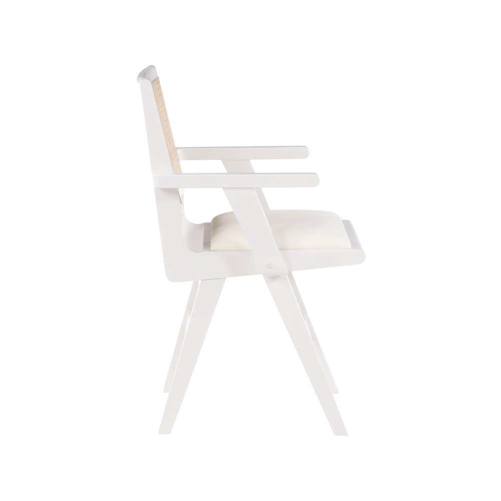 Abby Cream Vegan Leather Dining Arm Chair, Set of 2