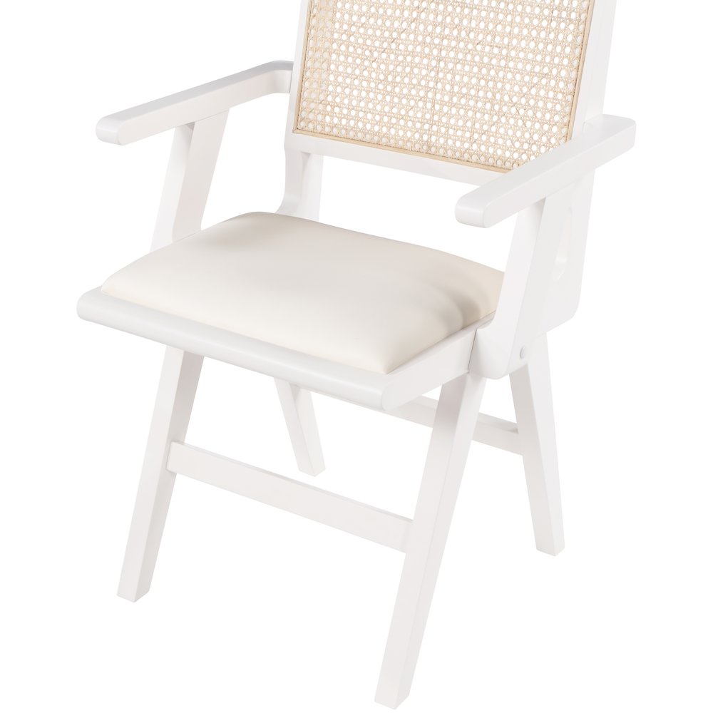 Abby Cream Vegan Leather Dining Arm Chair, Set of 2