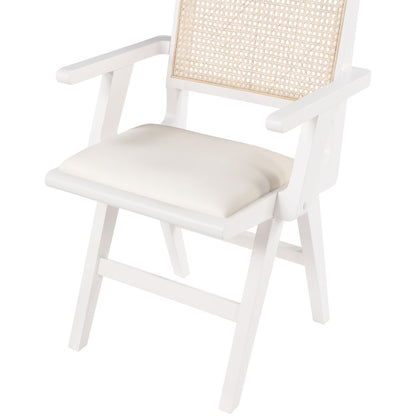 Abby Cream Vegan Leather Dining Arm Chair, Set of 2