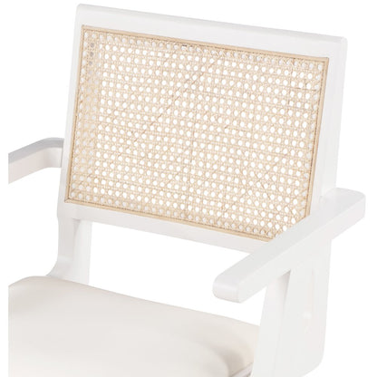 Abby Cream Vegan Leather Dining Arm Chair, Set of 2