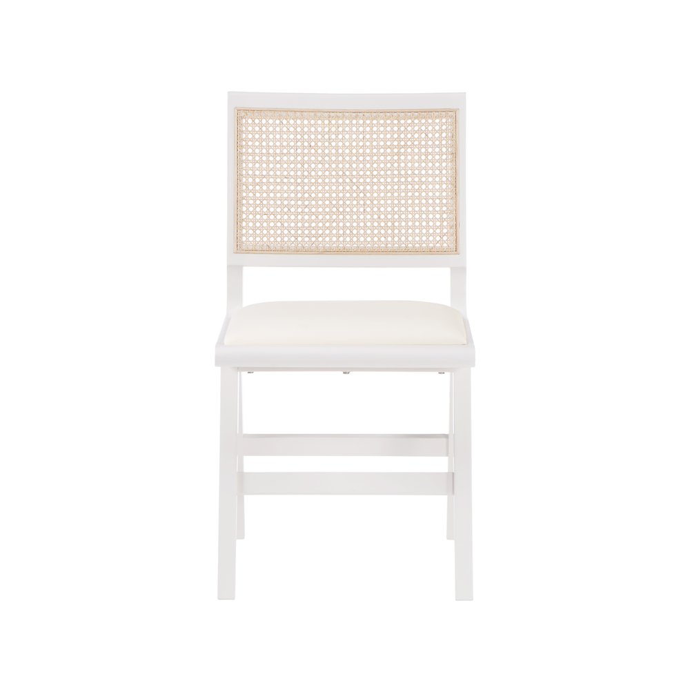 Abby Cream Vegan Leather Dining Side Chair, Set of 2