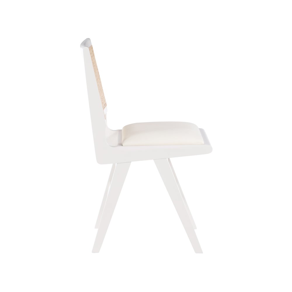 Abby Cream Vegan Leather Dining Side Chair, Set of 2