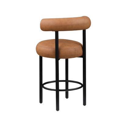 Bordeaux Cognac Vegan Leather Counter Stool, Set of 2