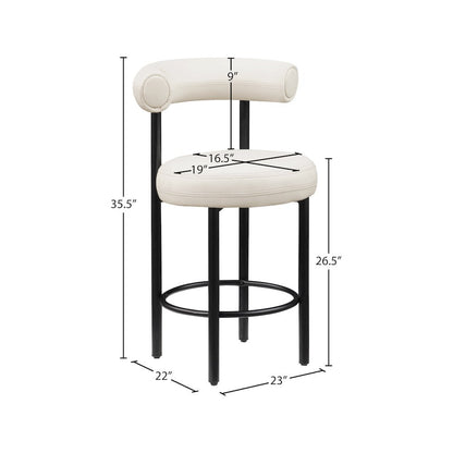 Bordeaux Cream Vegan Leather Counter Stool, Set of 2