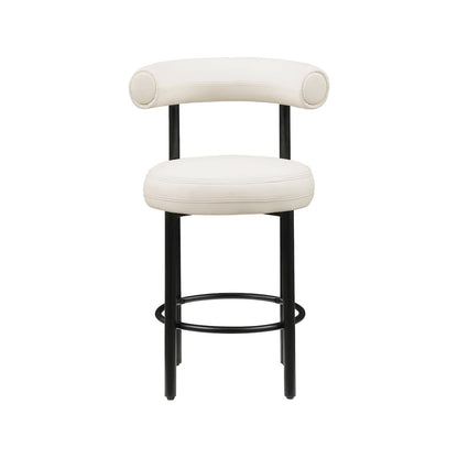 Bordeaux Cream Vegan Leather Counter Stool, Set of 2