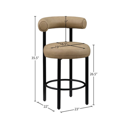 Bordeaux Tan Vegan Leather Counter Stool, Set of 2
