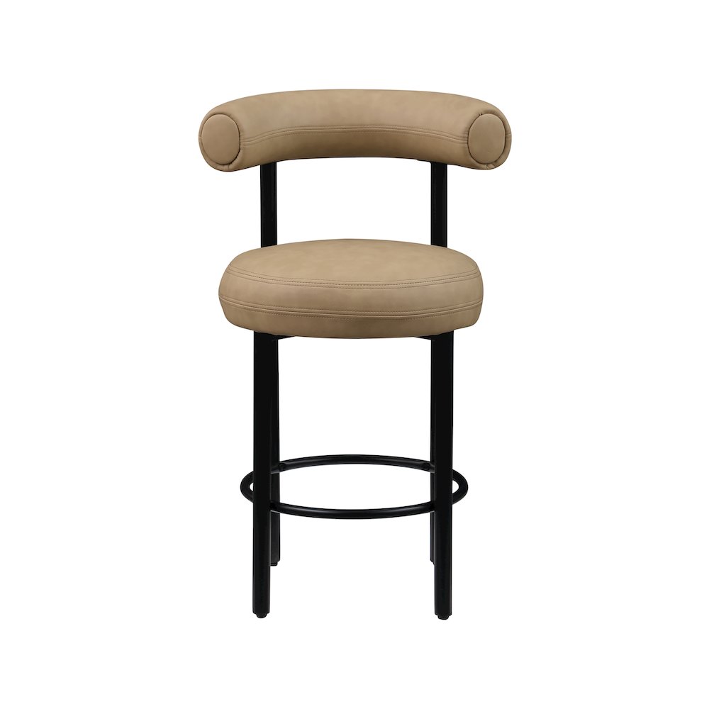 Bordeaux Tan Vegan Leather Counter Stool, Set of 2
