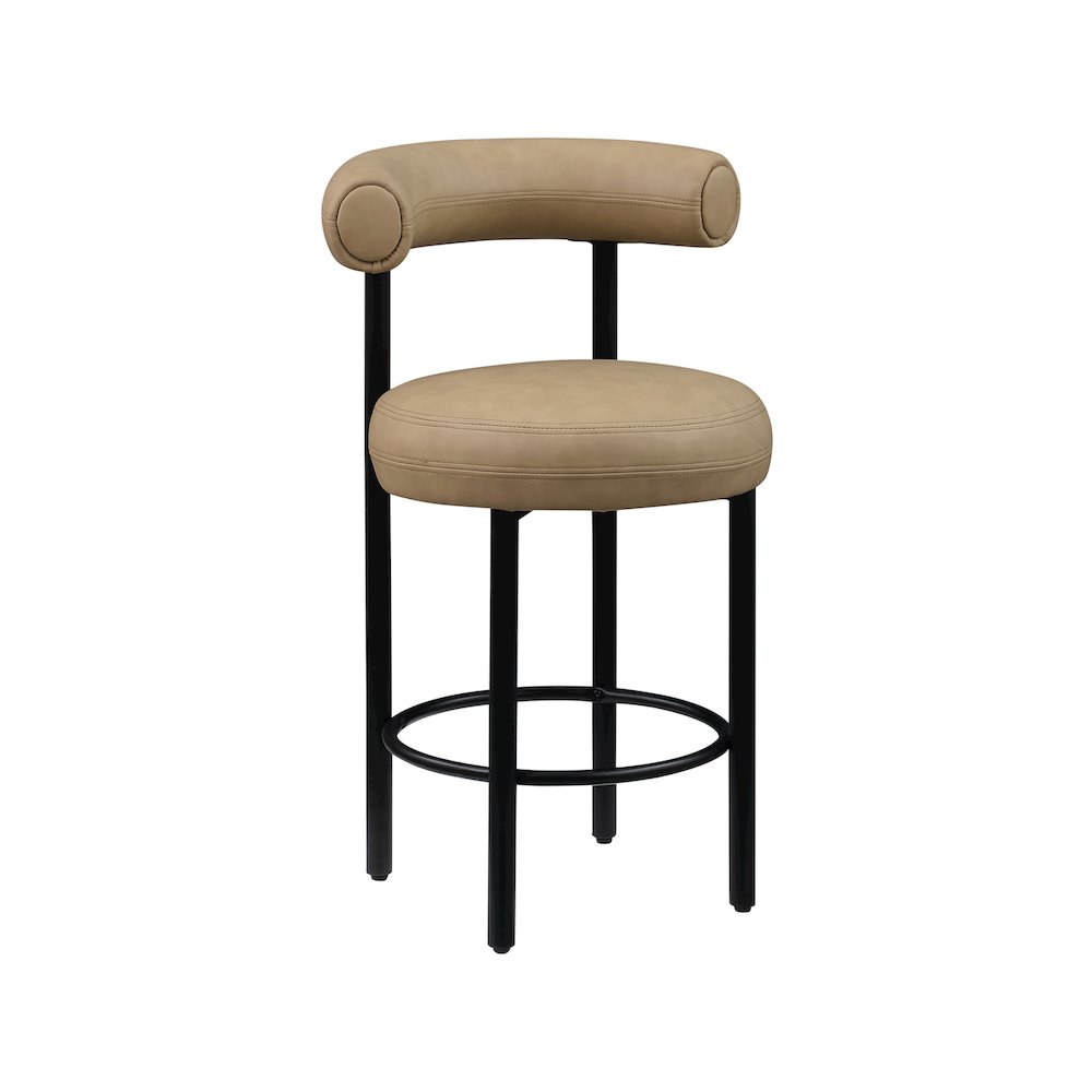 Bordeaux Tan Vegan Leather Counter Stool, Set of 2