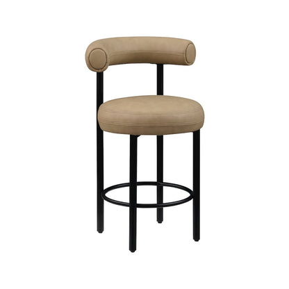 Bordeaux Tan Vegan Leather Counter Stool, Set of 2