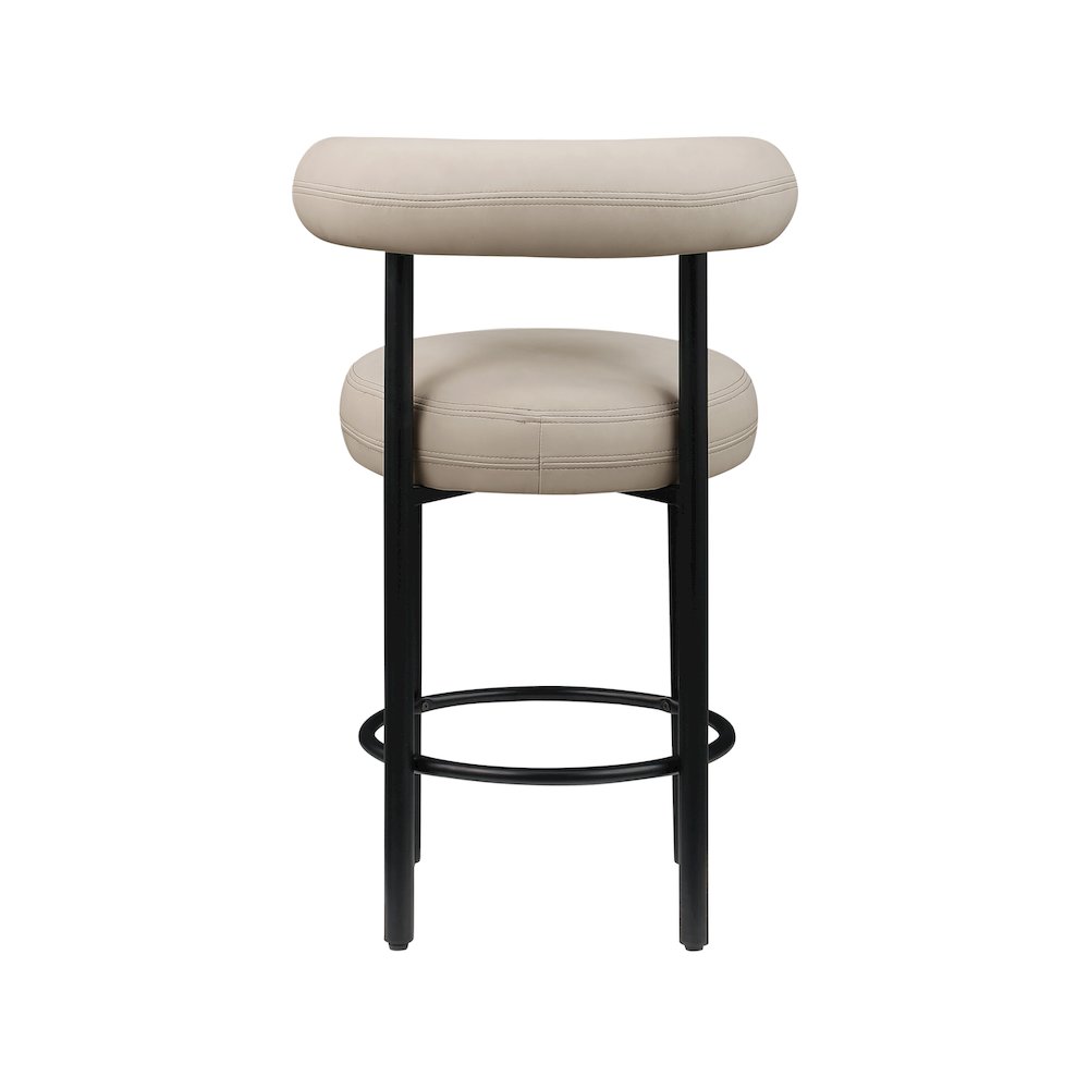 Bordeaux Taupe Vegan Leather Counter Stool, Set of 2