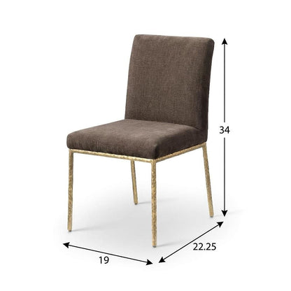 Brown Chenille Upholstered Dining Side Chair Set of 2 with Contemporary Design