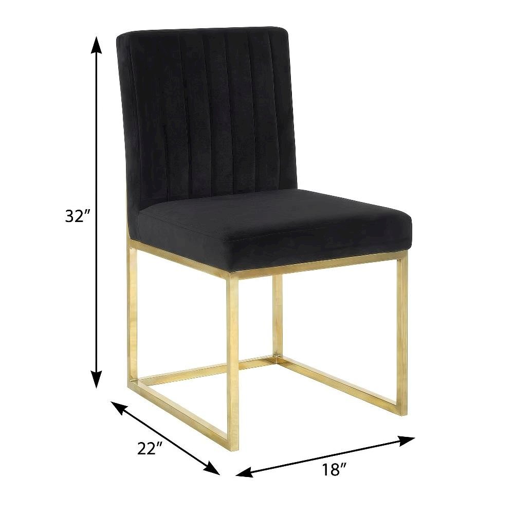Gold Velvet Dining Chair Set of 2 with Contemporary Design and Cushioned Seats