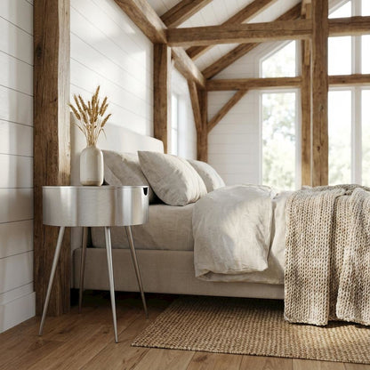 Silver Bedroom Nightstand with Contemporary Style and Sleek Finish