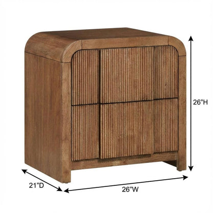 Walnut Nightstand with Art Deco Style and Interior Drawer Storage