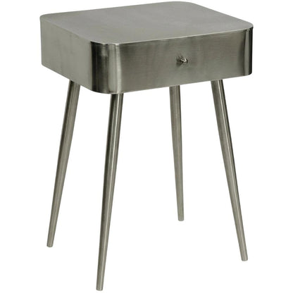 Contemporary Night Stand with Brushed Silver Finish for Bedroom