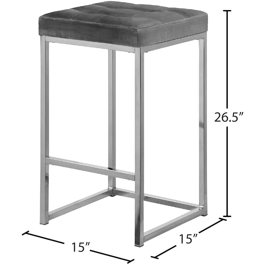 Nicola Grey Velvet Stool, Set of 2