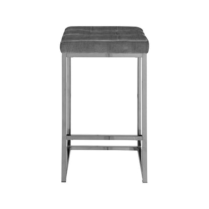 Nicola Grey Velvet Stool, Set of 2