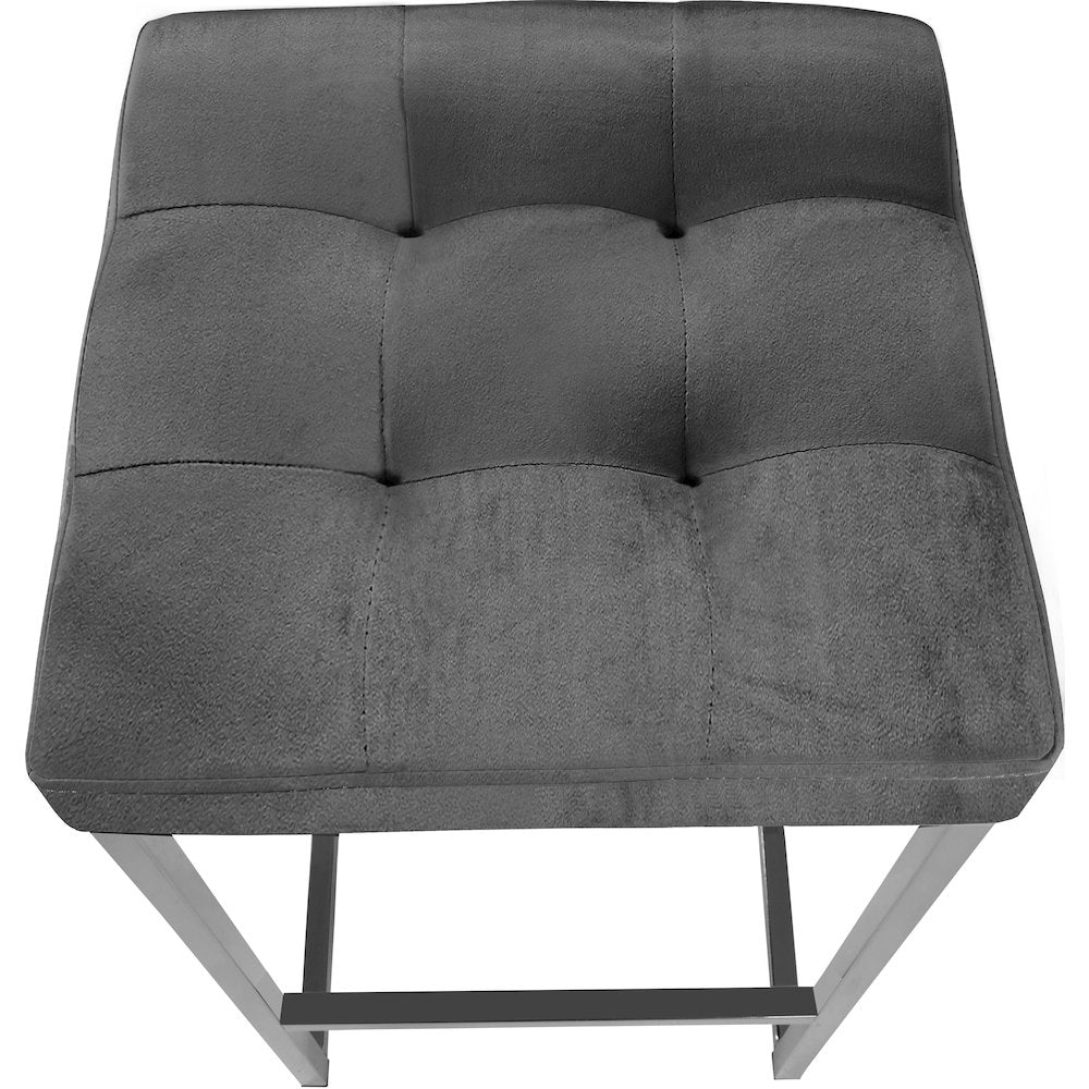 Nicola Grey Velvet Stool, Set of 2