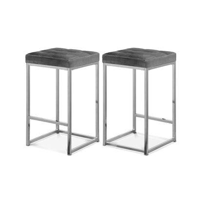 Nicola Grey Velvet Stool, Set of 2