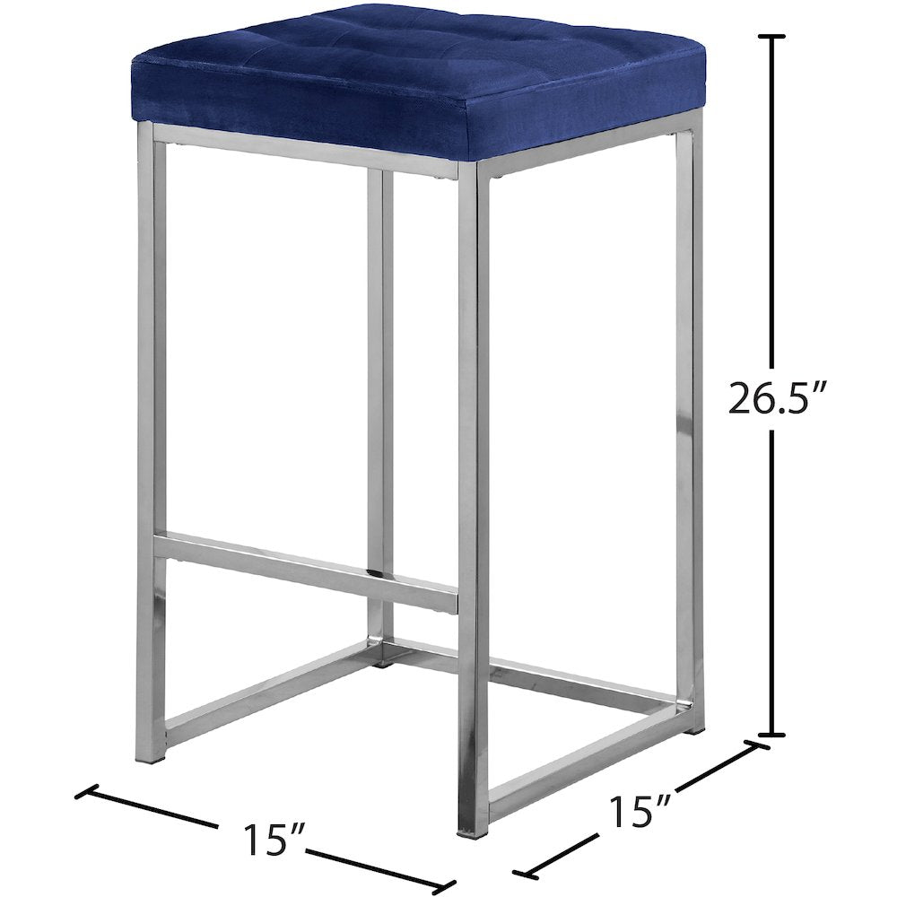 Nicola Navy Velvet Stool, Set of 2