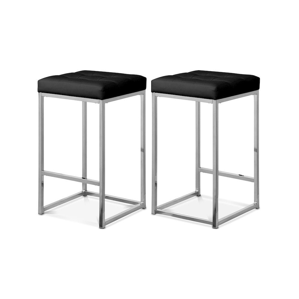 Nicola Black Vegan Leather Stool, Set of 2