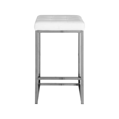 Nicola White Vegan Leather Stool, Set of 2