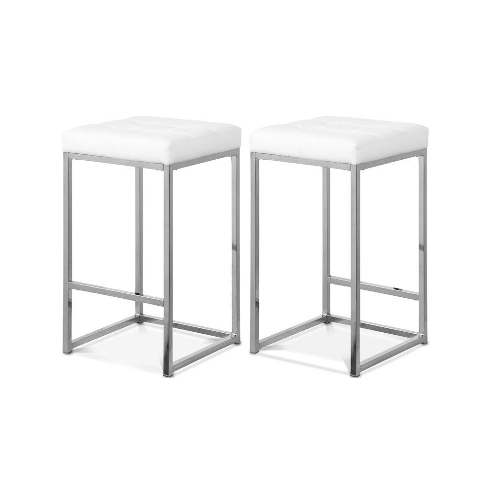 Nicola White Vegan Leather Stool, Set of 2
