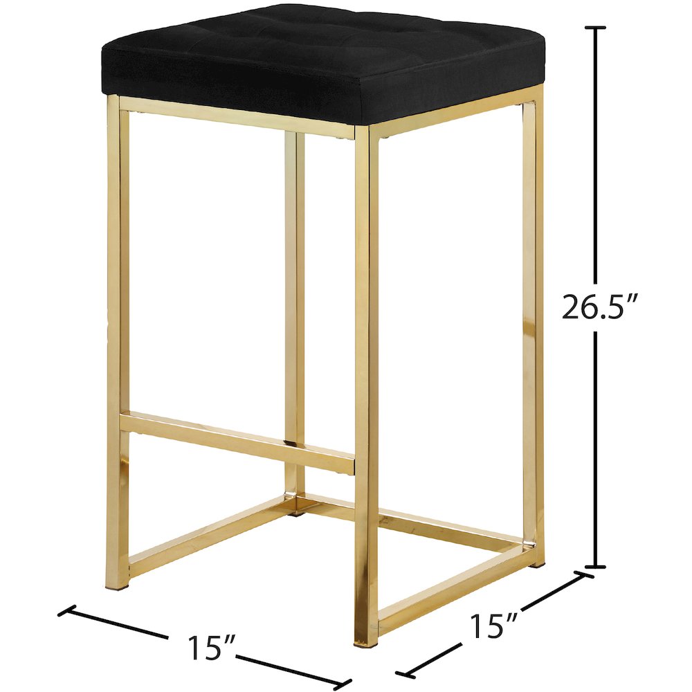 Nicola Black Velvet Stool, Set of 2