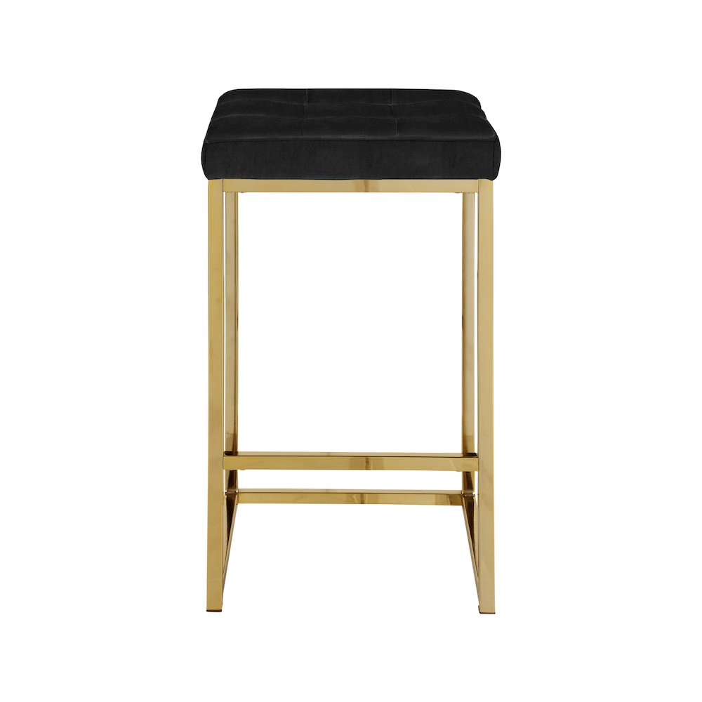 Nicola Black Velvet Stool, Set of 2